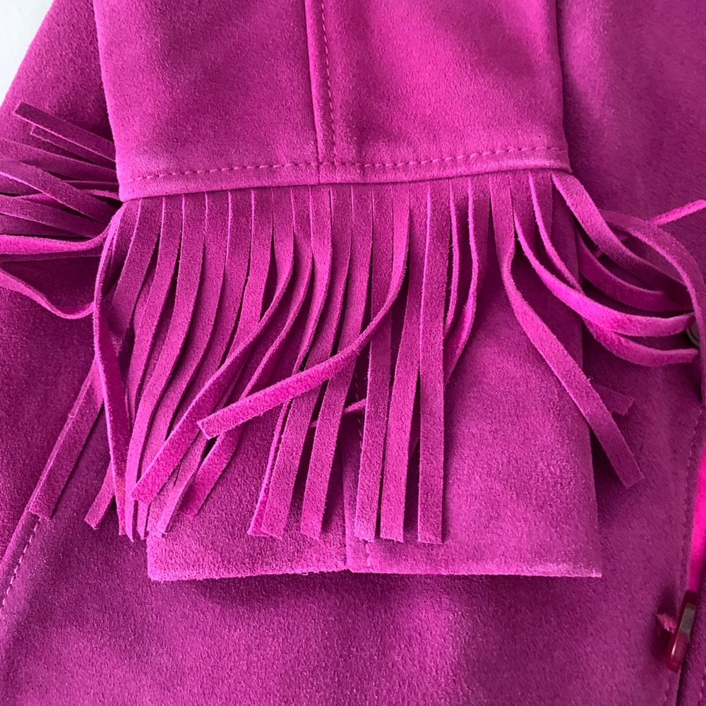 Nasty Gal purple/ orchid real suede oversized fringe jacket   Size US 8 - Picture 6 of 15